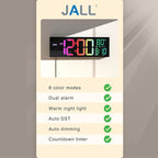 JALL 16" Large Digital Wall Mount Clock, Count Down Timer, Big LED, 8 RGB Color - Image 9