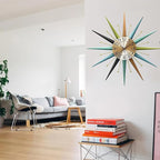 22 Inch Mid-Century Style Metal Crystal Wall Clock, Star-Shaped Silent - Image 3