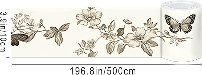 IVN Wallpaper Border Peel and Stick PVC Vintage Butterfly and Floral Design - Image 3