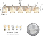 Modern Crystal Bathroom Vanity Light 5 Light Brushed Nickel Vanity Lighting - Image 4