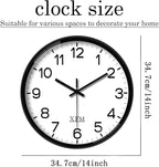 XFM Wall Clock Black Silent Wall Clocks Battery Operated 14 Inch Modern Non - Image 6