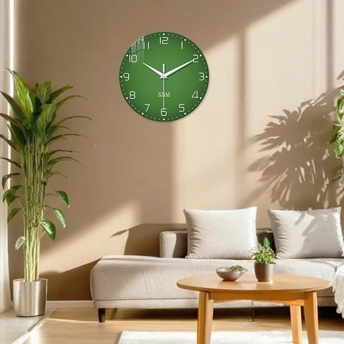 XNM Green Wall Clock for Living Room 16 Inches or Larger Modern Glass Wall - Image 4