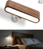 Wood LED Wall Sconce Magnetic 360°Rotate Wall Mounted Lamp Brightness by Vadifula