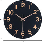 HZDHCLH Wall Clock 8 Inch Silent Non Ticking Wood Battery Operated Black Wooden - Image 10