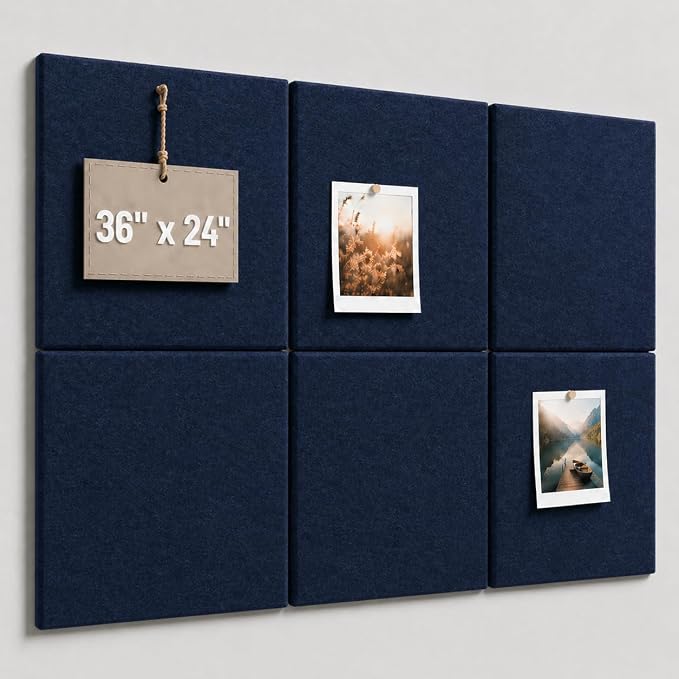 Large Cork Boards for Walls – 36" x 24" Self Adhesive Felt Wall Tiles by CreateYourIdealSpace
