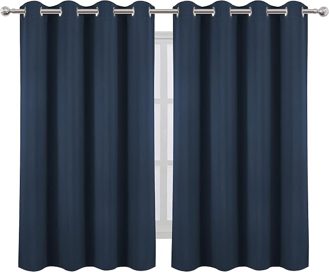 LEMOMO Navy Blue Thermal Blackout Curtains/52 x 54 Inch/Set of 2 Panels Room - Image 2