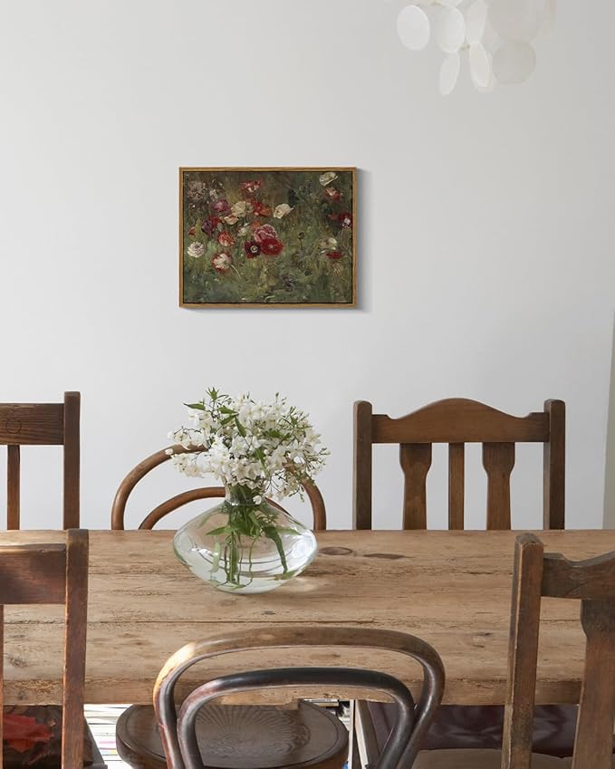 InSimSea Framed Canvas Wall Art Vintage Decor, Classical Flower Paintings - Image 4