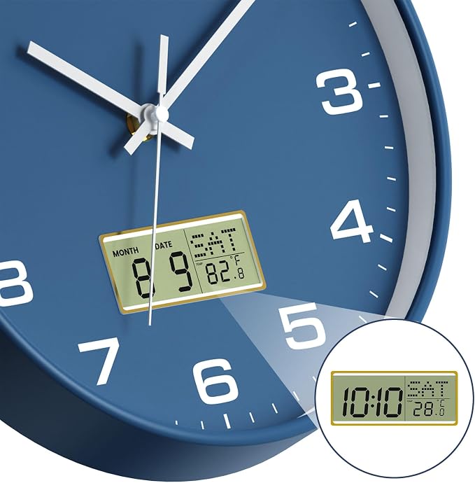 12 Inch Wall Clock, Silent Non-Ticking Analog - Image 3