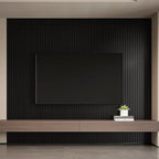 YLL YLL PVC Slat Wall Panel Peel and Stick 236"x 15.7" Faux Black Wood Grain - Image 4