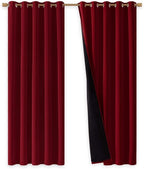 NICETOWN 100% Blackout Window Curtain Panels, Burgundy Red, Cold and Full Light by NICETOWN