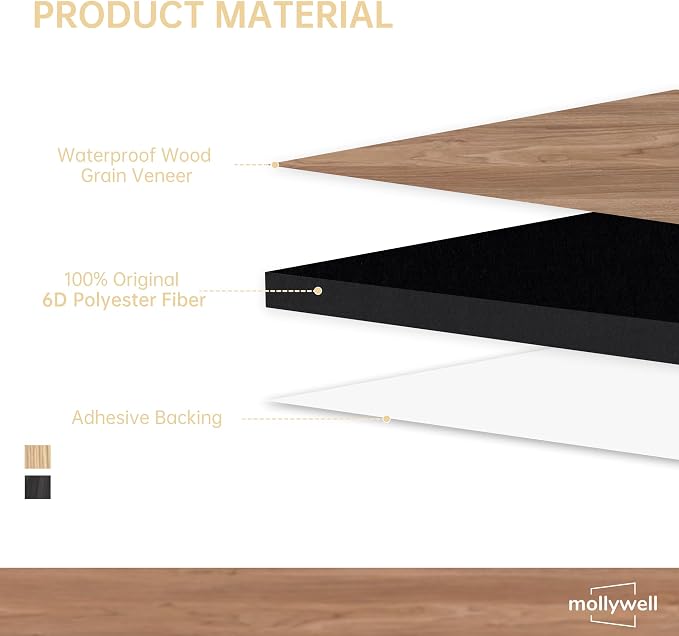 Mollywell Art Acoustic Wall Panels, 24x24 Inch 8 Pack, Wood Veneer, Sound - Image 3