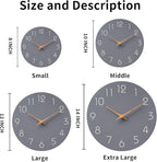 Mosewa Wall Clock 12 Inch Gray Silent Non Ticking Battery Operated Modern - Image 3
