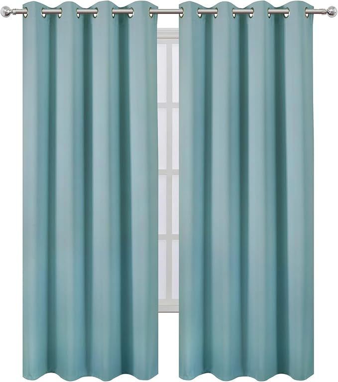 LEMOMO Stone Blue Thermal Blackout Curtains/52 x 95 Inch/Set of 2 Panels Room - Image 2