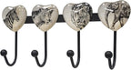 Coat Rack Wall Mounted with 4 Hook, Heart Glass Finishes Animal Pattern by BanllisDinoFunandSpaceAdventures