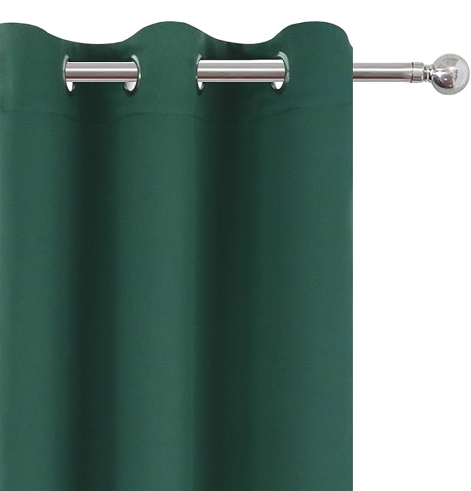 LEMOMO Blackout Curtains 66 x 54 Inch Long Dark Green Curtains Set of 2 Panels - Image 6