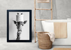 Framed Funny Bathroom Wall Art Giraffe - Image 7