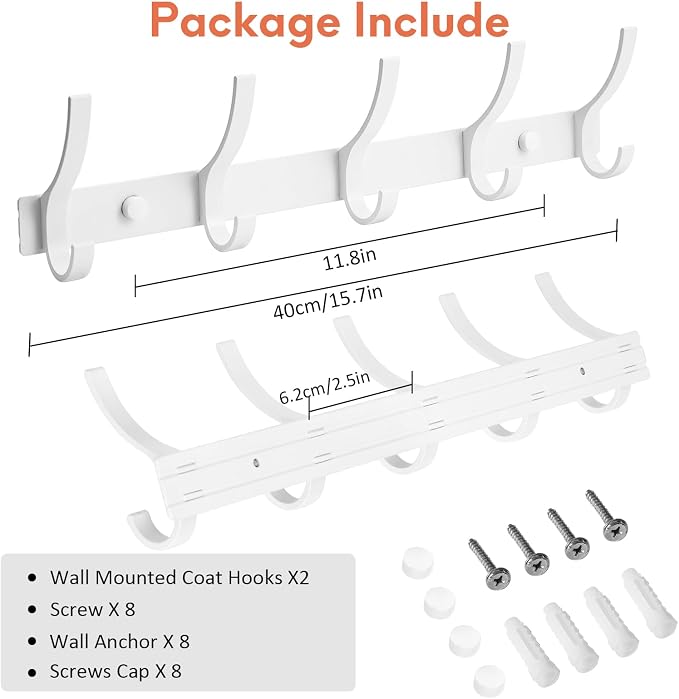 Optish Coat Rack Wall Mount, Coat Hook Wall Mount, Wall Hooks - Image 4