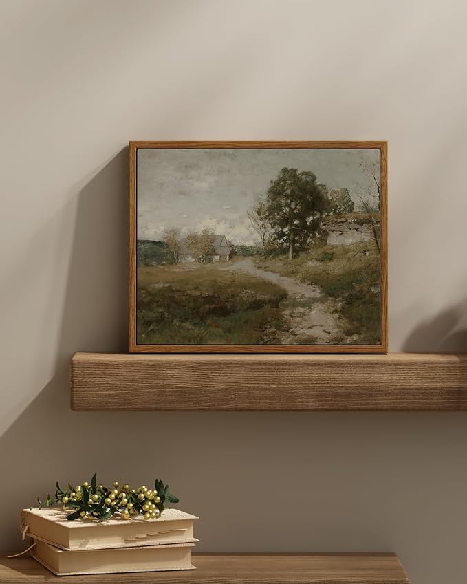InSimSea Framed Canvas Wall Art Vintage Decor, Room Decor Rural Path Landscape - Image 2