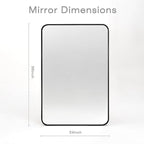 Wall Mount Mirror for Bathroom, Brushed Black Metal Framed Rounded Corner - Image 2