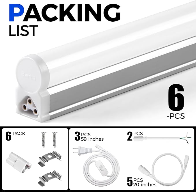 Barrina 6 Pack LED T5 Integrated Single Fixture 1FT, Linkable Under Cabinet - Image 8