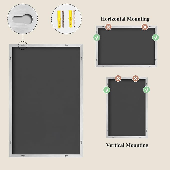 Koonmi Silver Rectangle Wall Mirror, 30x40 Inch Bathroom Mirror, Aluminum Frame - Image 8