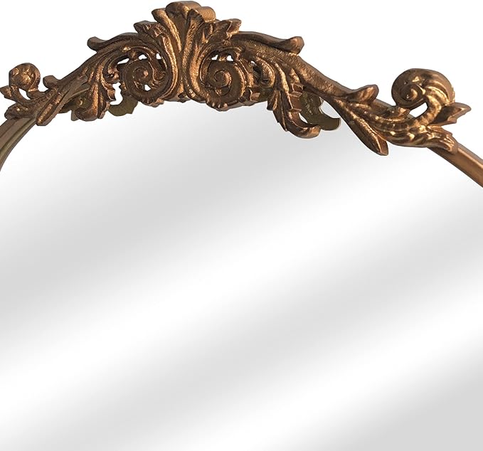 HQiJun Gold Wall Mirror, Large Arched Vintage Baroque Ornate Mirrors, - Image 5