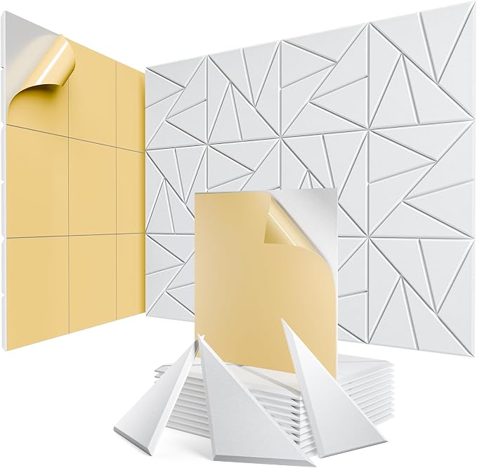 12 Pack Acoustic Panels with Self-Adhesive, Sound Panels High Density, by ROOME