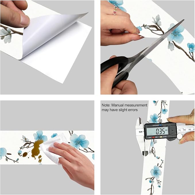 HOMETITUTE Wallpaper Border Peel and Stick Blue Blossom Texture Decorative Wall - Image 8