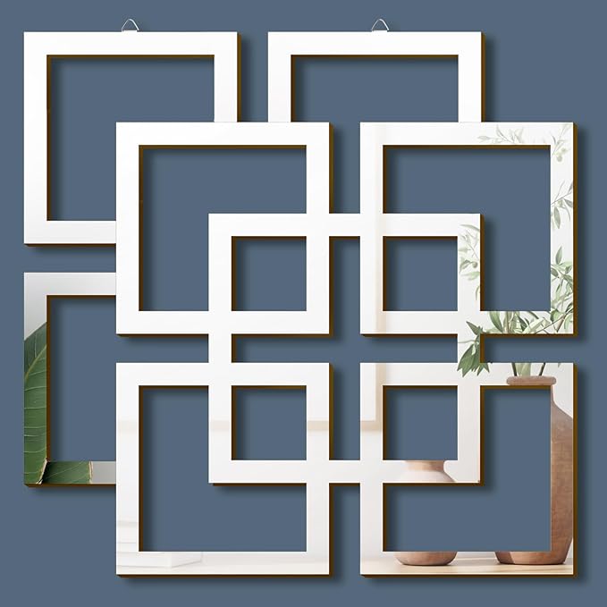 Weysat Wall Mount Home Mirror, 2 Pieces Silver Square Decorative Mirror by Weysat