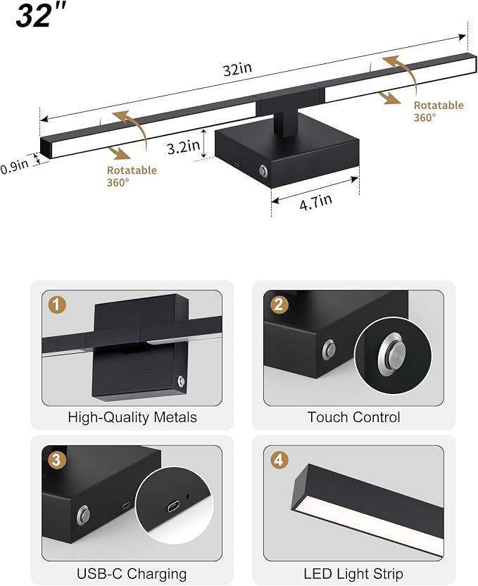 8000mAh Battery Operated Wall Sconce Set of 2, 3000K-6000K Dimmable - Image 7