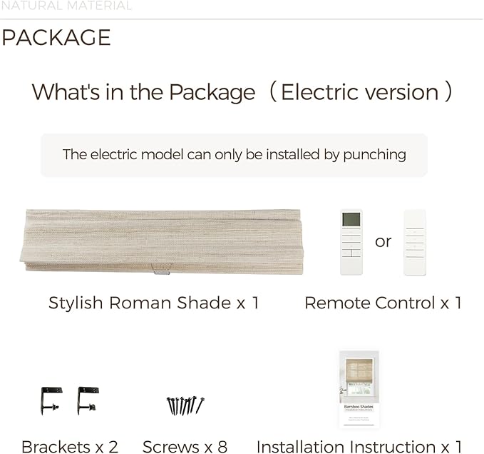 TWOPAGES Woven Bamboo Cordless Roman Shades, Custom No Drill or Motorized Blinds - Image 7