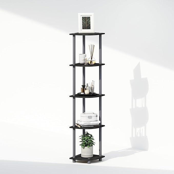 Furinno Turn-N-Tube Storage Shelves, 5-Tier Book Shelf, Corner Shelf, Toolless - Image 6