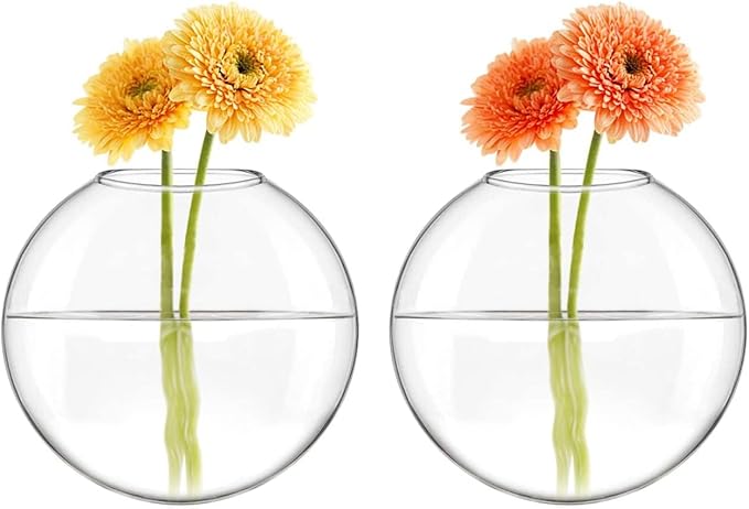 Mkono Wall Hanging Glass Terrariums Planter Oblate Flower Vase - Image 3