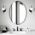 Bathroom Mirror for Over Sink, Oval Frameless Mirror, Beveled Polished Wall by Ruomeng