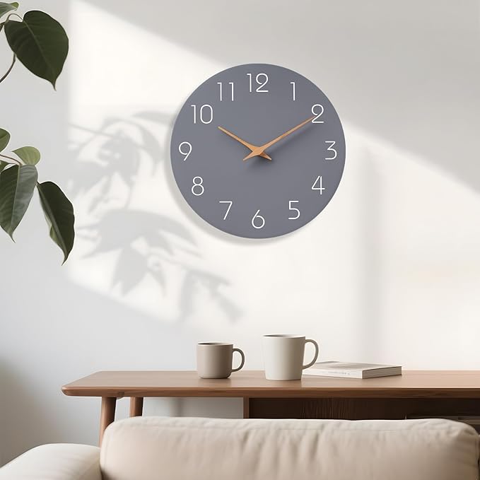 Mosewa Large Wall Clock 16 Inch Gray Modern Silent Non Ticking Battery Operated - Image 6