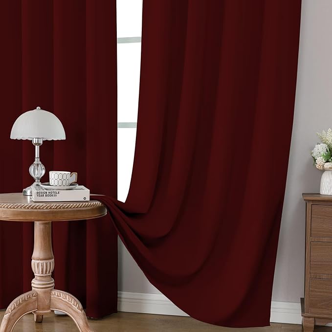 CUCRAF Burgundy Red Blackout Curtains 63 inch Length 2 Panels Set, Rod Pocket - Image 5