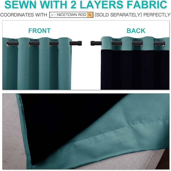 NICETOWN Complete 100% Blackout Curtain Set, Thermal Insulated & Energy - Image 4