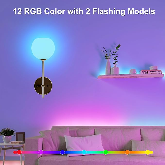Brown Gold Battery Operated Wall Sconces Set of 2, Rechargeable Wireless Wall - Image 5