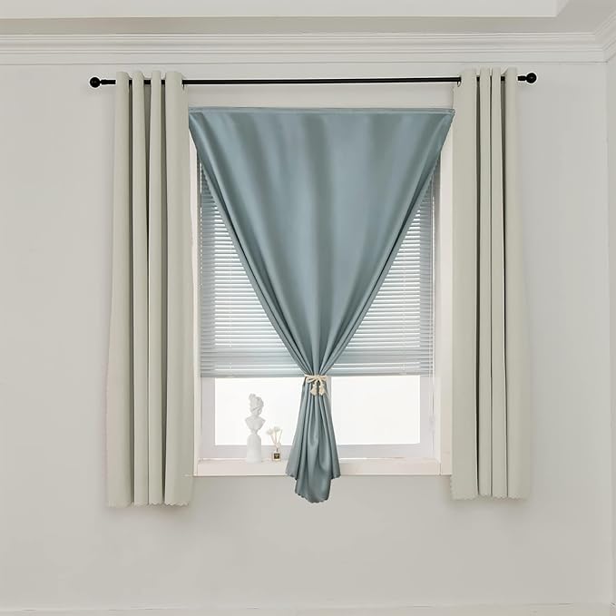 AJAZZ 100% Black Out Curtains Adhesive Blackout Temporary Curtain Rod No - Image 7