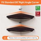 Gieanoo Floating Corner Shelves Set 2 10inch Walnut Solid Oak Rounded Corner - Image 2
