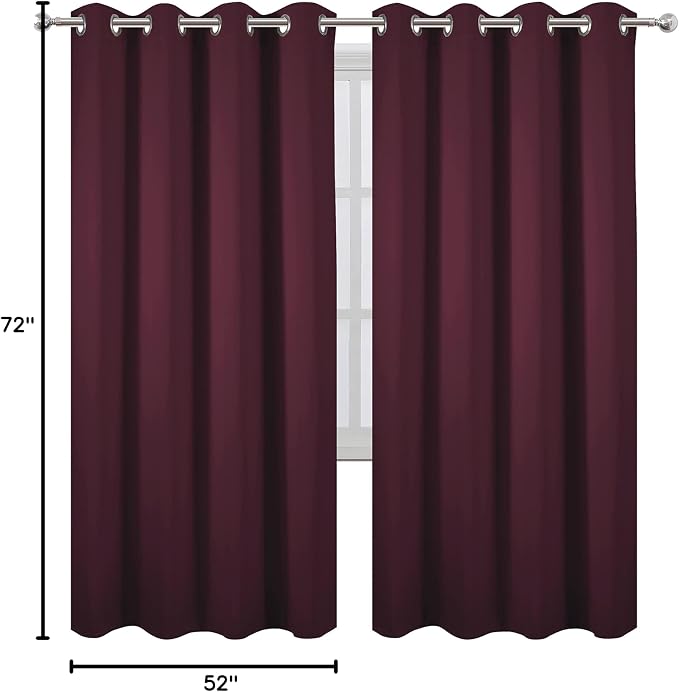 LEMOMO Burgundy Red Thermal Blackout Curtains/52 x 72 Inch/Set of 2 Panels Room - Image 10