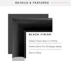MCS 29.5x41.5 Large Wall Mirror, Classic Black Mirror, Vertical & Horizontal - Image 6