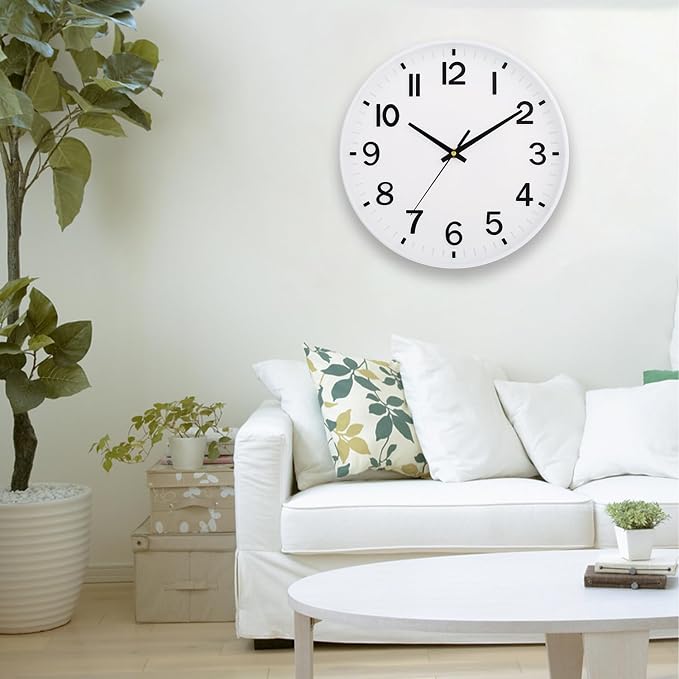HZDHCLH White Wall Clocks Battery Operated 12 inch Silent Non Ticking Modern - Image 2