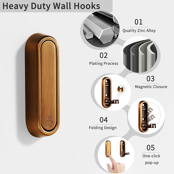 4PCS Foldable Wall Hooks, Flip Down Design - Image 2