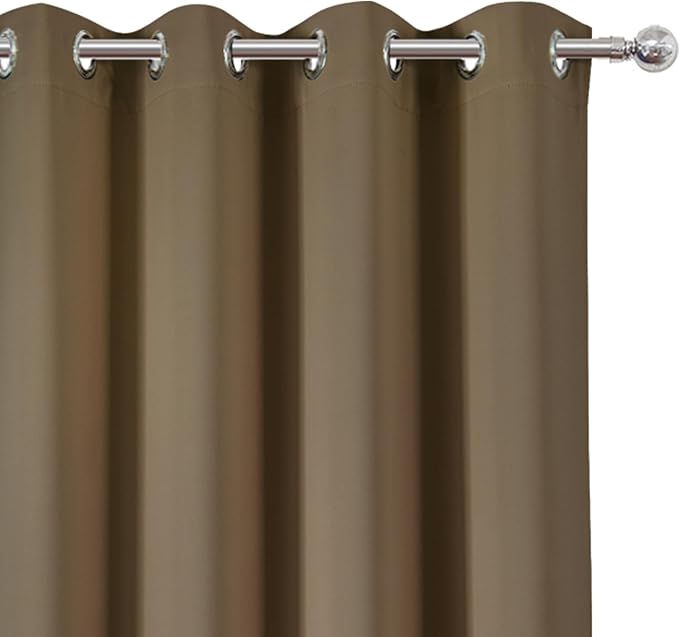 LEMOMO Blackout Curtains 52 x 108 inch/Brown Curtains Set of 2 Panels/Thermal - Image 6