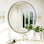 BEAUTYPEAK 24 Inch Round Mirror, Metal Frame Circle Mirror, Wall Mounted - Image 7