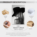 FuSatisYilife Trendy Black And White Framed Wall Art Cool Western Woman Smoking - Image 2