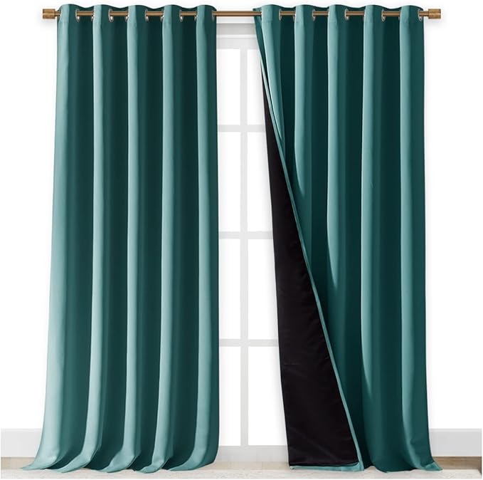 NICETOWN Total Shade Curtains and Draperies, Sea Teal, Package of 2, 62 inches - Image 2
