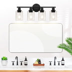 4-Light Bathroom Light Fixtures, Matte Black Modern Vanity Lights Over Mirror - Image 6