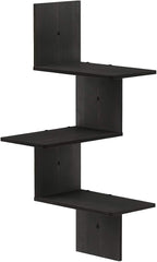 Furinno Rossi Wall Mounted Shelves, 3-Tier Rectangle, Espresso/Black - Image 4